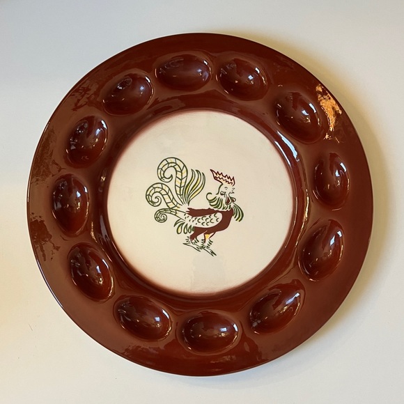 Brock of California Vintage Chanticleer Rooster 13” Egg Platter - Picture 1 of 6